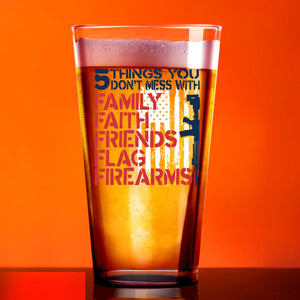 Shots Fired by Lucky Shot USA Americana Collection Bierglazen – Bierglas (Pint) – "5 THING YOU DONT MESS WITH" – (475ml)