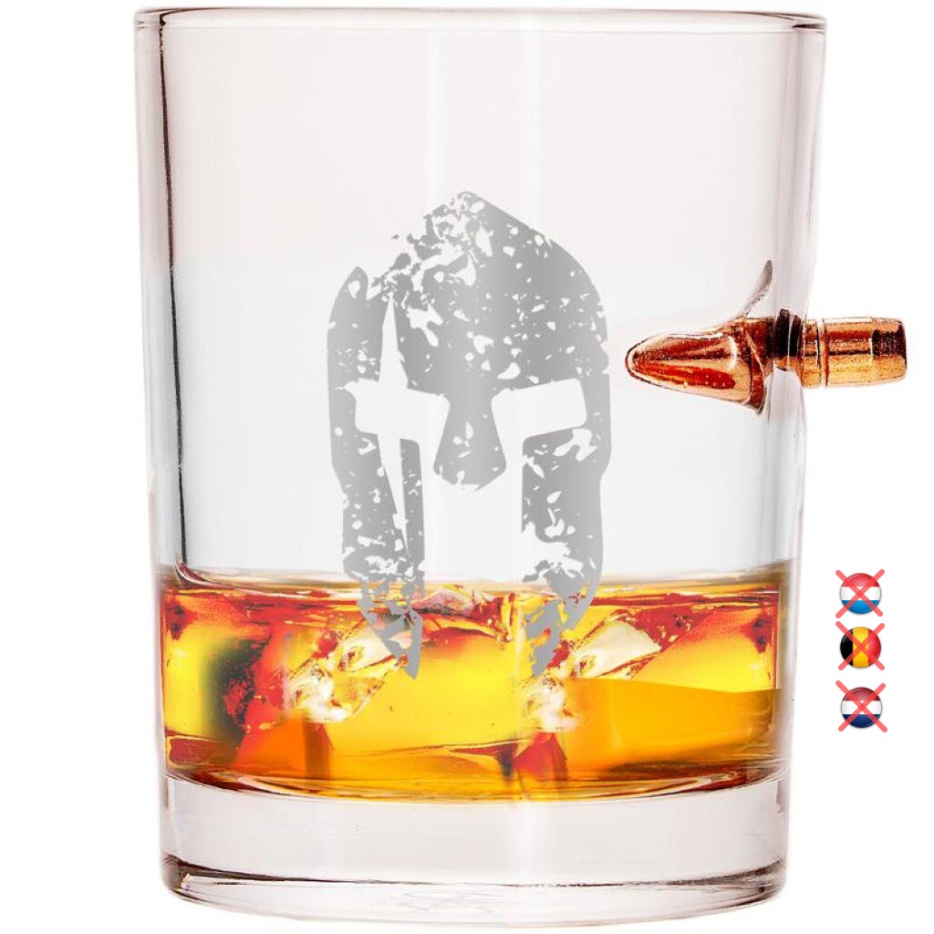 Shots Fired® Lucky Shot USA .308/7.62 Bullet Whiskyglas "Molon Labe"  (300ml)