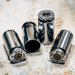 Shots Fired by Lucky Shot USA Ventieldoppen gemaakt van .40 CAL Smith & Wesson kogelhulzen - 4 stuks (Nikkel/Zilver)