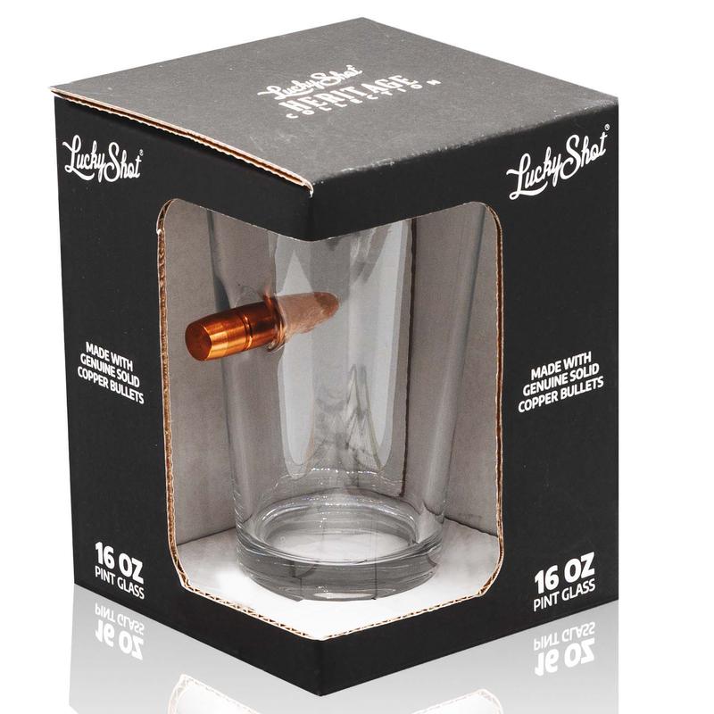 Shots Fired by Lucky Shot USA .50 Cal BMG Bullet Beer Pint - Bierglas (475ml)