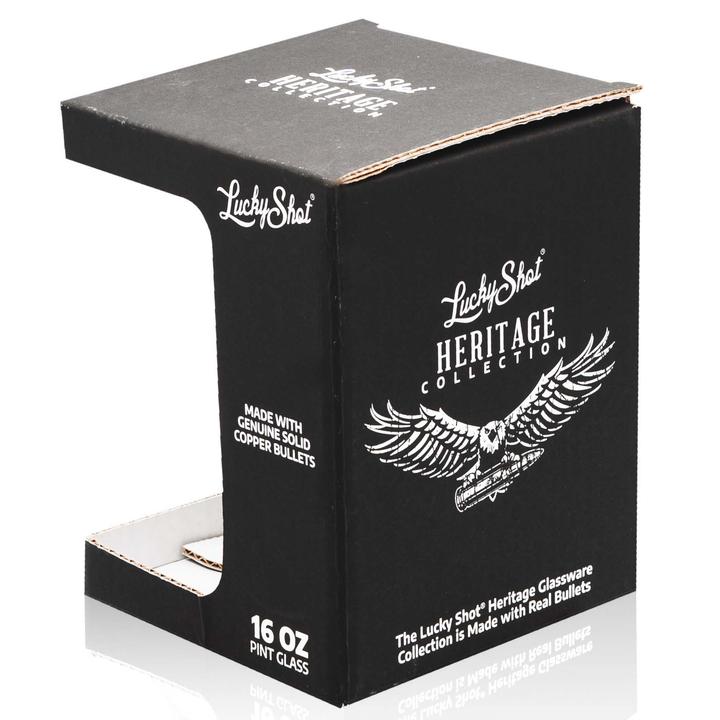 Shots Fired by Lucky Shot USA .50 Cal BMG Bullet Beer Pint - Bierglas (475ml)