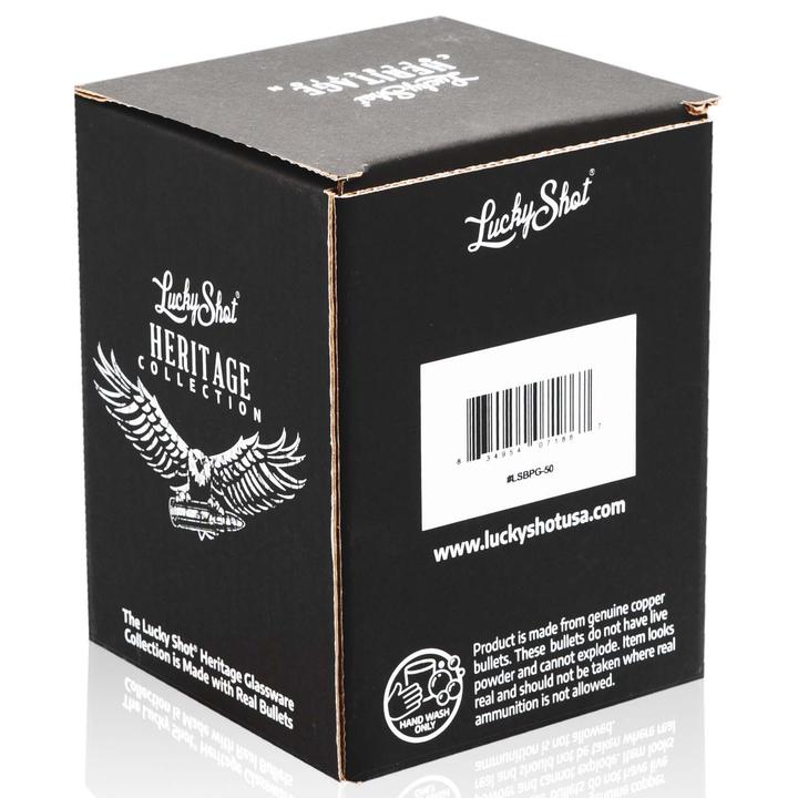 Shots Fired by Lucky Shot USA .50 Cal BMG Bullet Beer Pint - Bierglas (475ml)