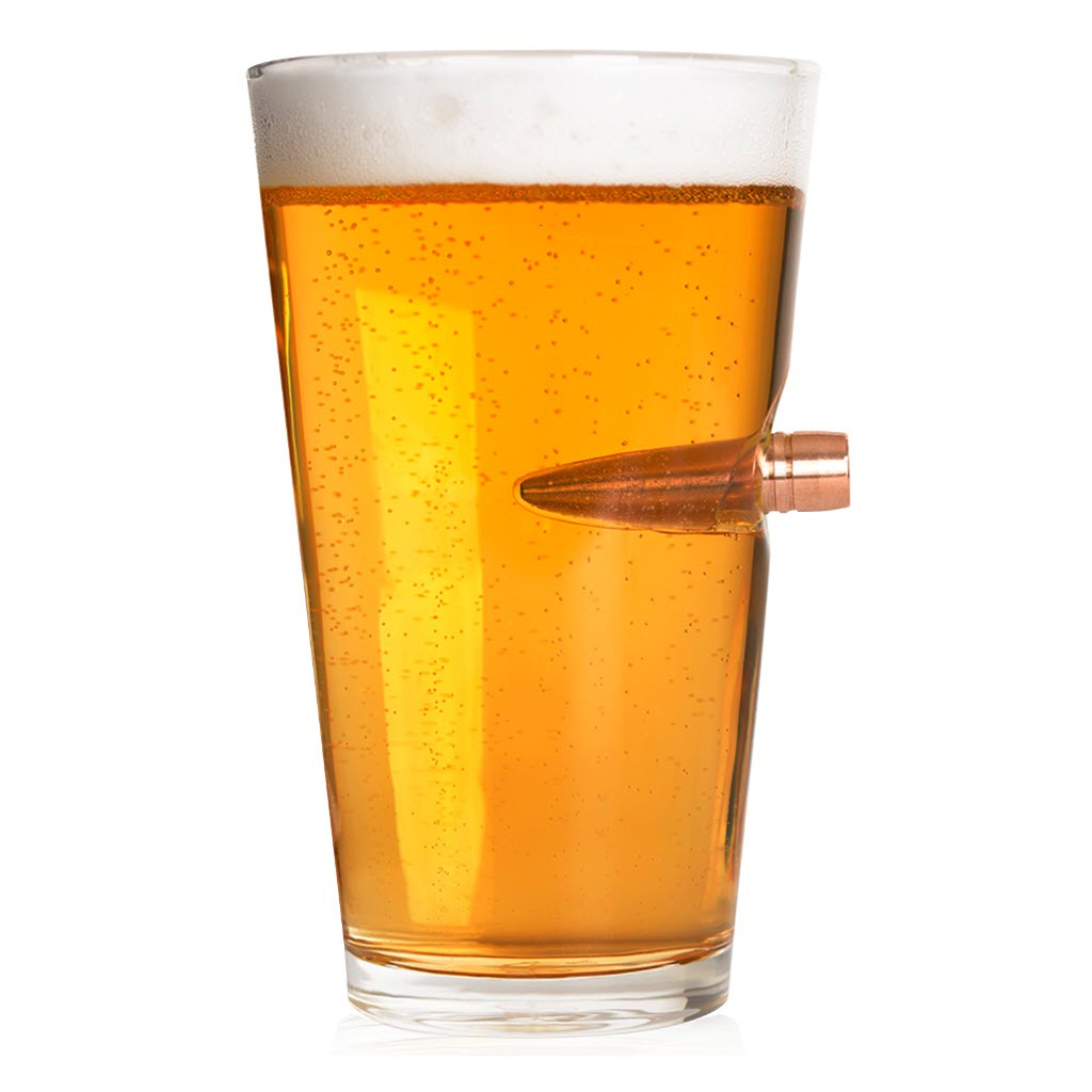 Shots Fired by Lucky Shot USA .50 Cal BMG Bullet Beer Pint - Bierglas (475ml)