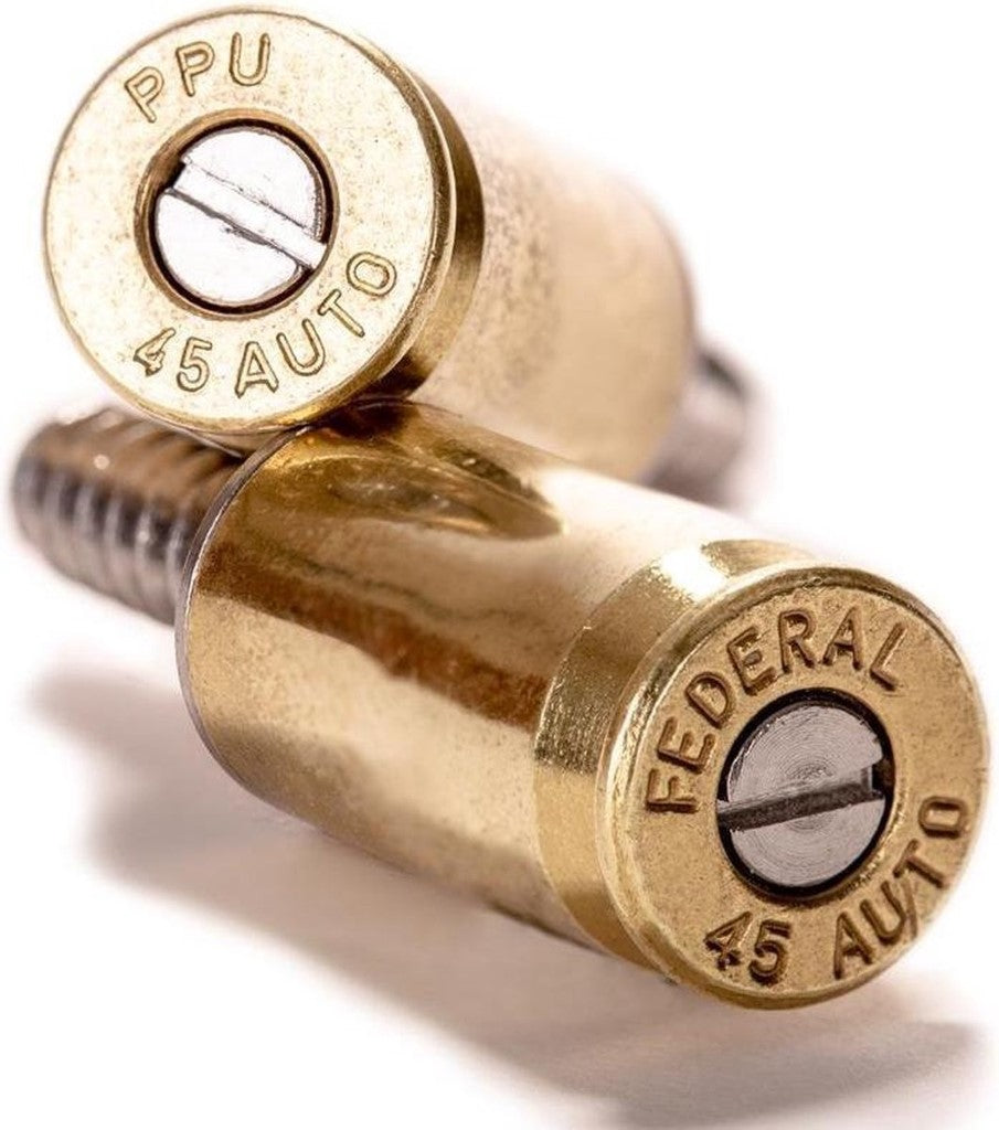 Shots Fired by Lucky Shot USA .45 ACP Kentekenplaatschroefjes 2 stuks (Koper/Goud)