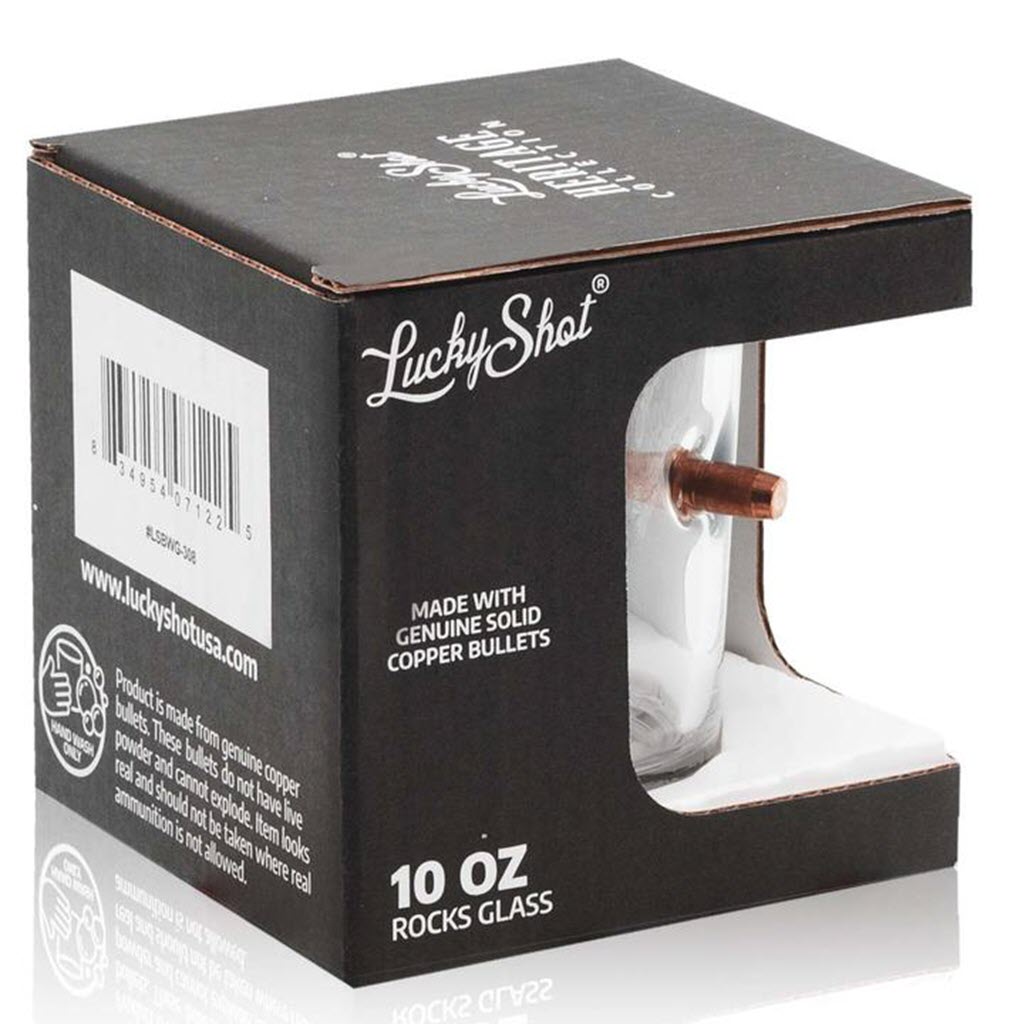 Shots Fired® Lucky Shot USA .308/7.62 Bullet Whiskyglas "Molon Labe"  (300ml)