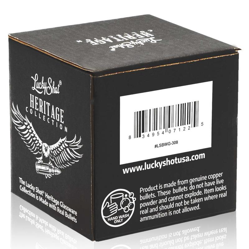 Shots Fired® Lucky Shot USA .308/7.62 Bullet Whiskyglas (300ml)