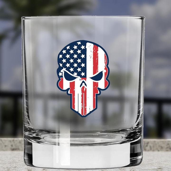 Shots Fired by Lucky Shot USA whiskyglazen Americana Collection Whiskyglas - "PUNISHER" Amerikaanse vlag (325ml)