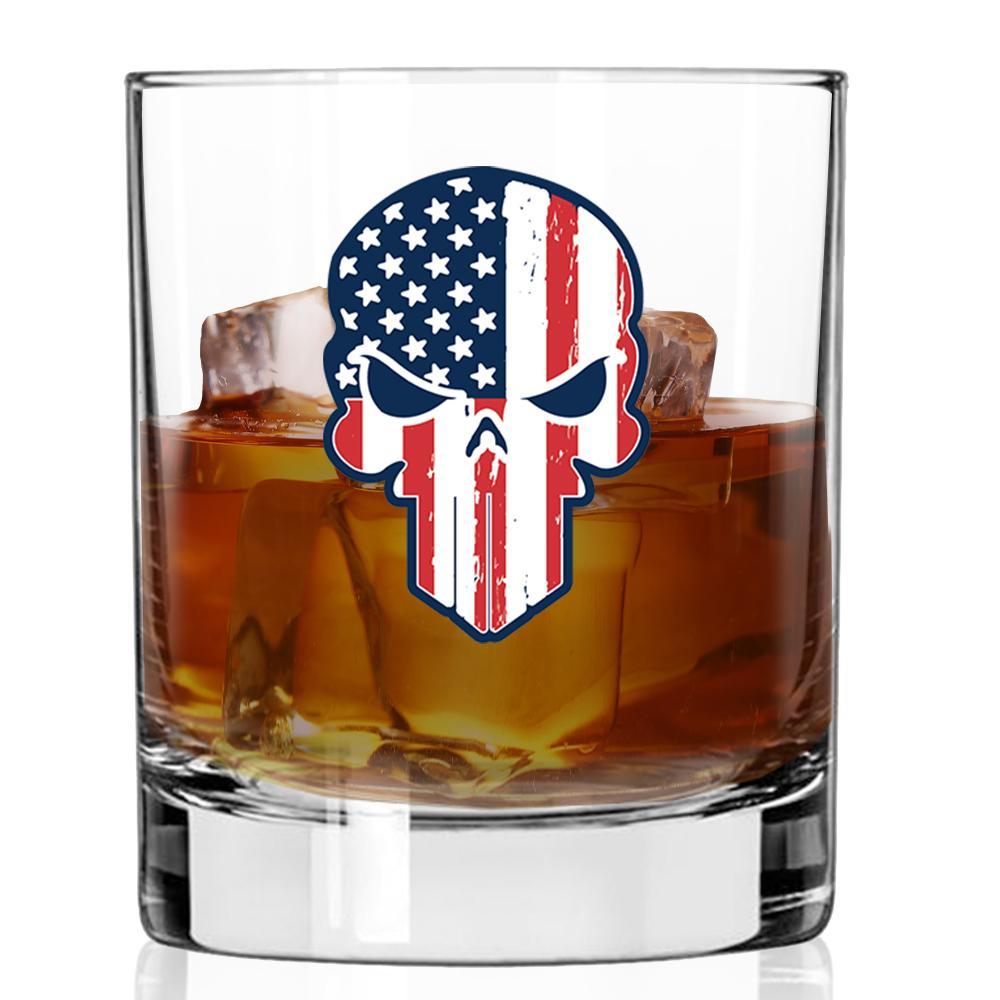 Shots Fired by Lucky Shot USA whiskyglazen Americana Collection Whiskyglas - "PUNISHER" Amerikaanse vlag (325ml)