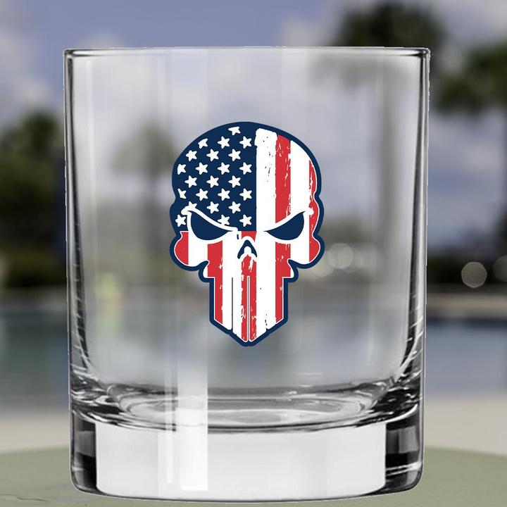 Shots Fired by Lucky Shot USA whiskyglazen Americana Collection Whiskyglas - "PUNISHER" Amerikaanse vlag (325ml)