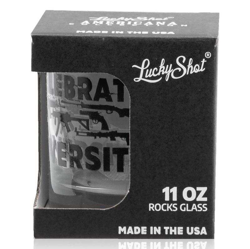 Shots Fired by Lucky Shot USA whiskyglazen Americana Collection Whiskyglas - "PUNISHER" Amerikaanse vlag (325ml)