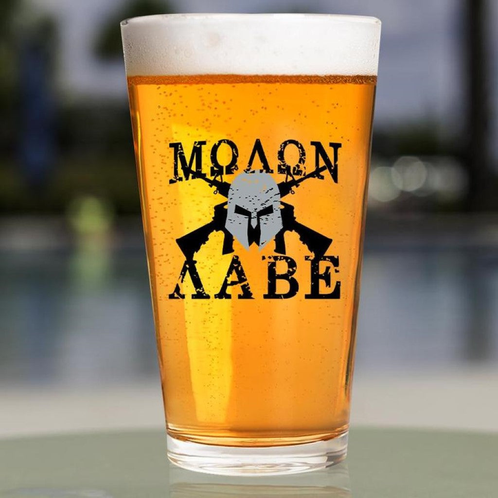 Shots Fired by Lucky Shot USA bierglazen Americana Collection – Bierglas (Pint) – "MOLON LABE" – (475ml)