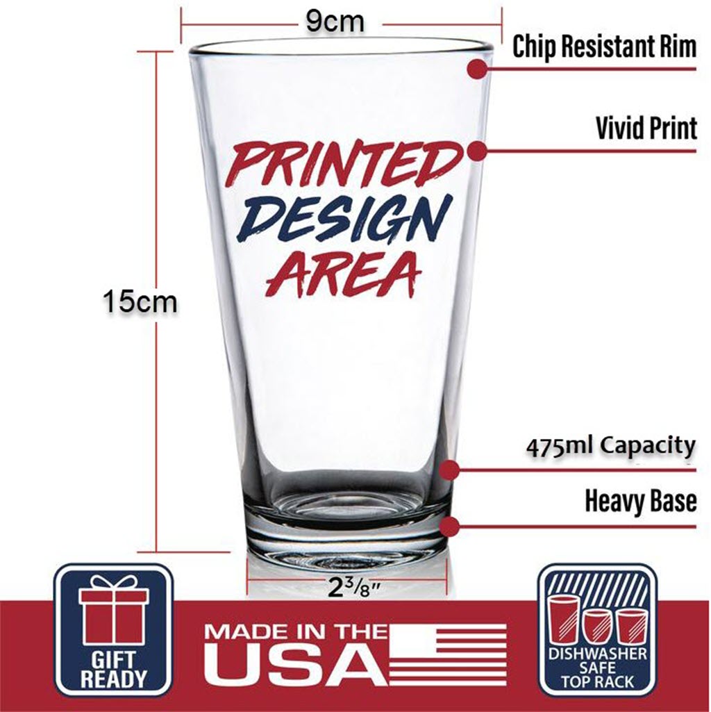 Shots Fired by Lucky Shot USA Americana Collection Bierglazen – Bierglas (Pint) – "SKULL FINGER" – (475ml)