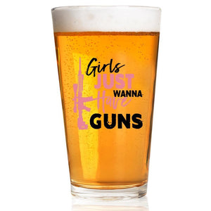 Shots Fired by Lucky Shot USA Americana Collection Bierglazen – Bierglas (Pint) – "GIRLS JUST WANNA HAVE GUNS" – (475ml)