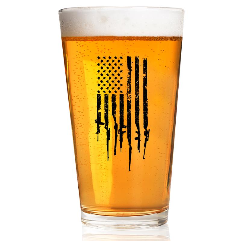 Shots Fired by Lucky Shot USA Americana Collection Bierglazen – Bierglas (Pint) – "GUN FLAG " – (475ml)