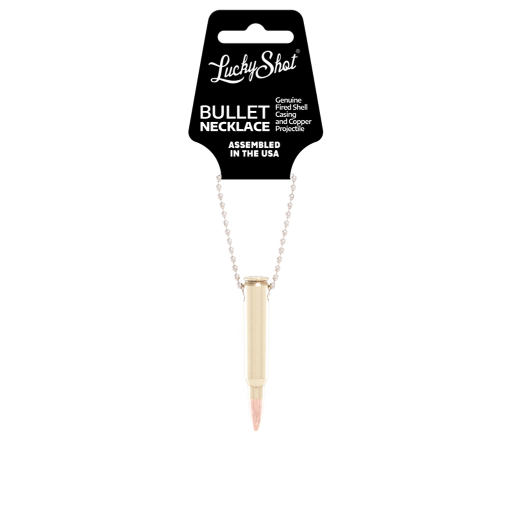 Shots fired by Lucky Shot USA .223/5.56 Ball Chain Bullet Necklace Kogelketting (60cm)