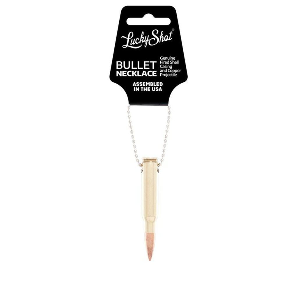 Shots fired by Lucky Shot USA .308/7.62 Ball Chain Bullet Necklace Kogelketting (60cm)