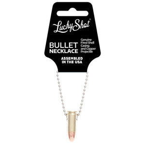Shots fired by Lucky Shot USA 9mm Ball Chain Bullet Necklace Kogelketting (60cm) - koper