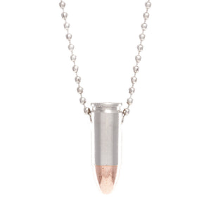 Shots fired by Lucky Shot USA 9mm Ball Chain Bullet Necklace Kogelketting (60cm) - Nikkel