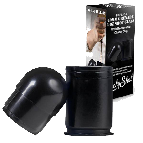 Shots Fired by Lucky Shot USA 40MM Shotglas "40 mike grenade" CNC Aluminium Zwart (60ml)