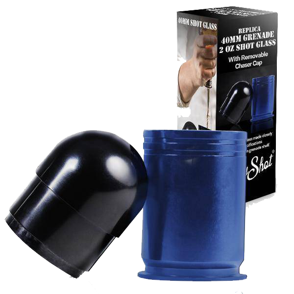 Shots Fired by Lucky Shot USA 40MM Shotglas "40 mike grenade" CNC Aluminium Blauw (60ml)