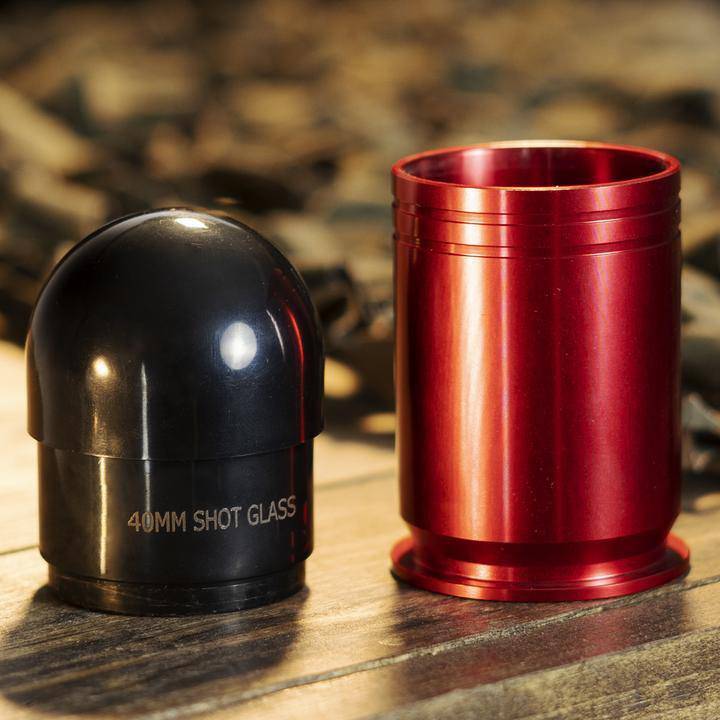Shots Fired by Lucky Shot USA 40MM Shotglas "40 mike grenade" CNC Aluminium Rood (60ml)