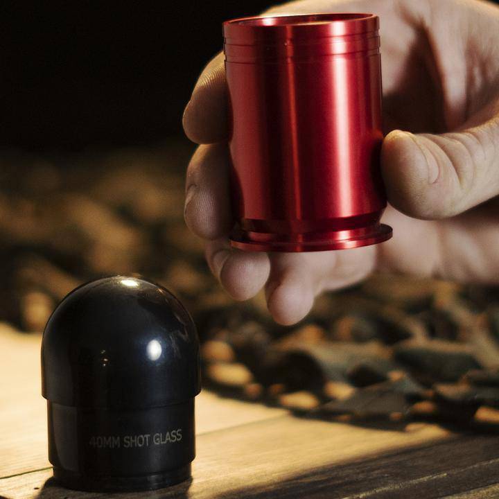 Shots Fired by Lucky Shot USA 40MM Shotglas "40 mike grenade" CNC Aluminium Rood (60ml)